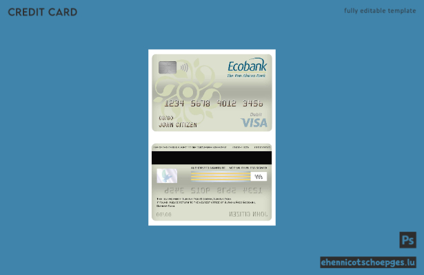 Beispielvorschau für eine Bankvisum-Debitkarte der Ecobank von Burkina Faso